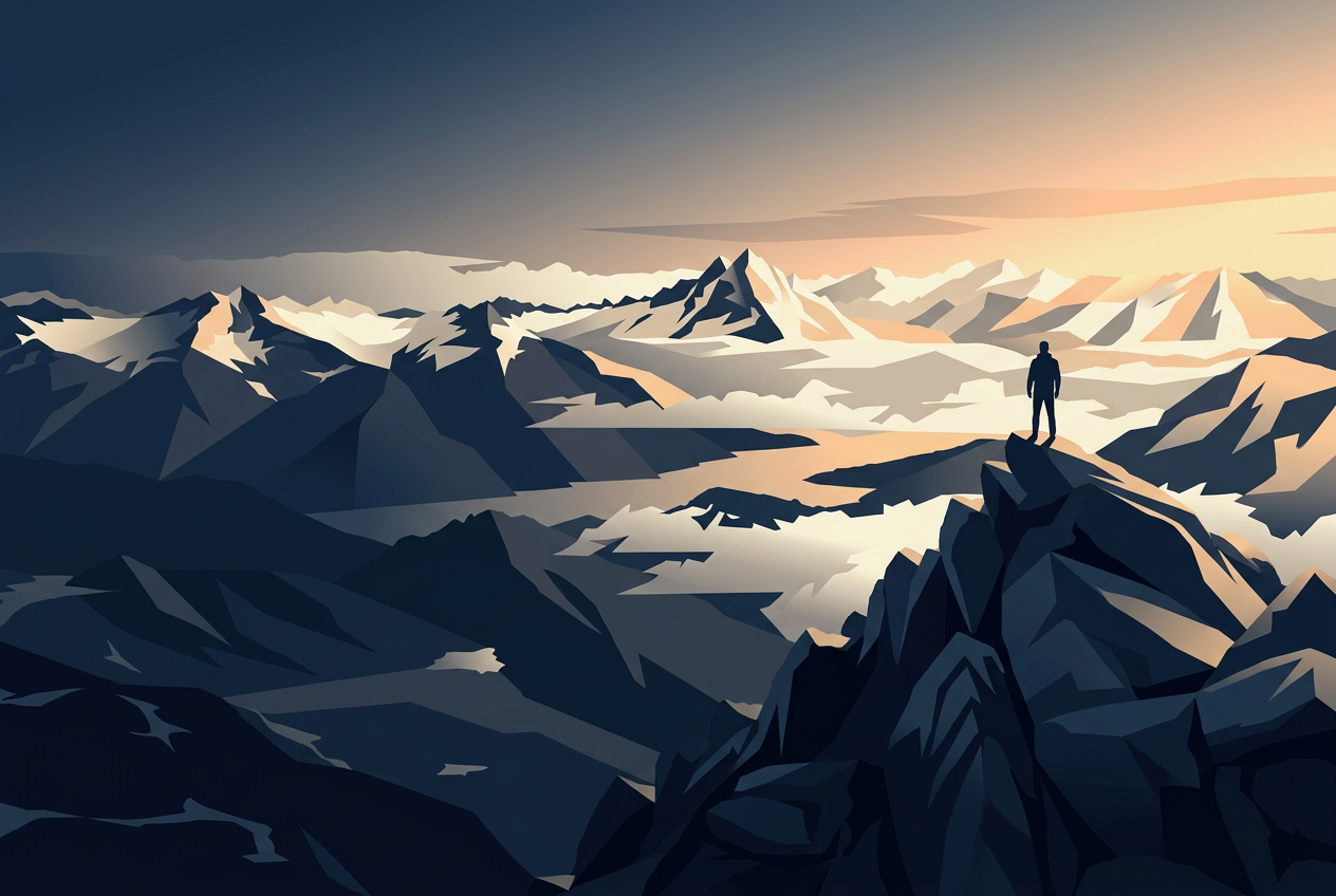 Illustrated alpine summit